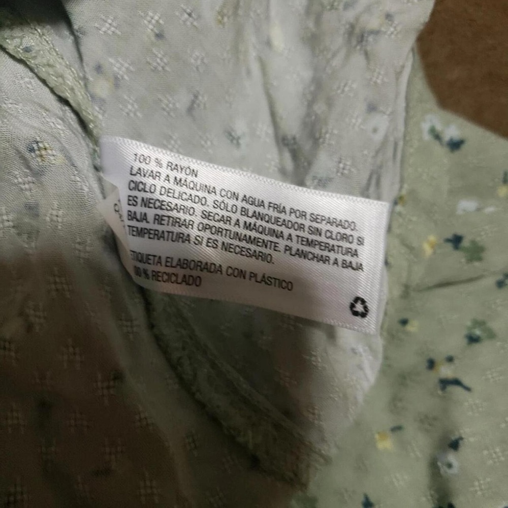 Granola girl green floral button up dress that ties at waist women’s xs - Picture 6 of 6